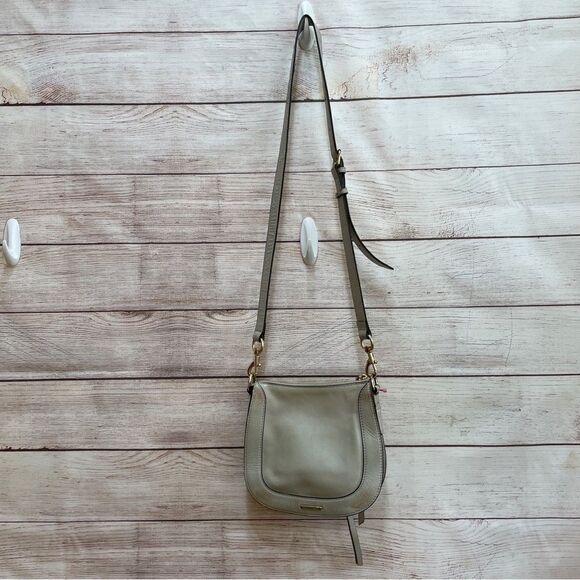 REBECCA MINKOFF LEATHER SADDLEBAG WITH DOG CLIP IN CREAM - Picture 5 of 13